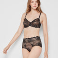 Gisela- 1/0445 Slip/Coulotte alto in tessuto di pizzo elasticizzato