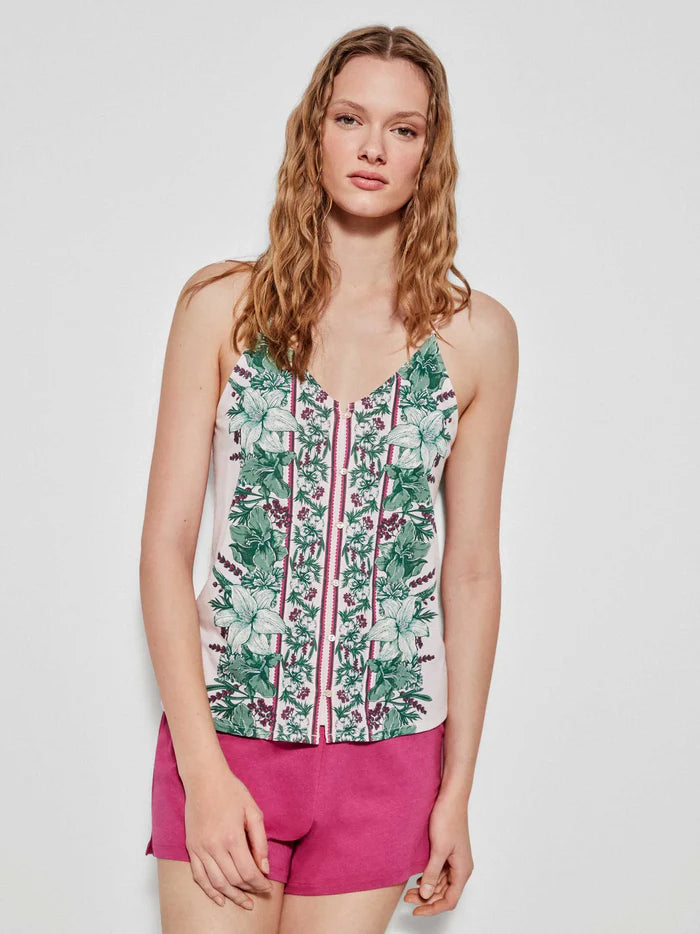 GISELA - 2/20157S - Pigiama estivo donna con top bretellina regolabile e pantaloncino